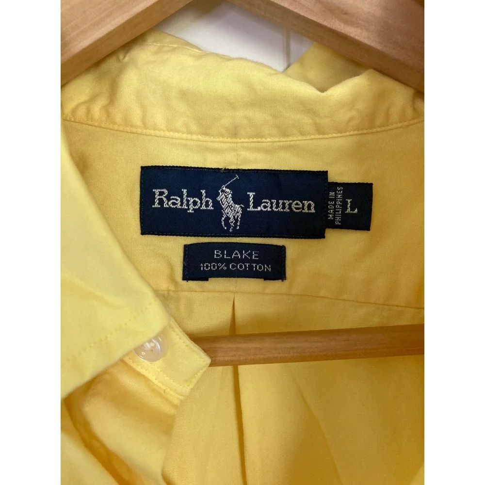 Polo Ralph Lauren Blake‎ Shirt Mens Large Yellow Short Sleeve Cotton Button Down